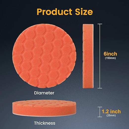 Bufing Polishing Pads - 7Pcs Face for Backing Plate, Car Compound Buffing Sponge Pads and Woolen Cutting Polishing Pad Kit (6 inch)