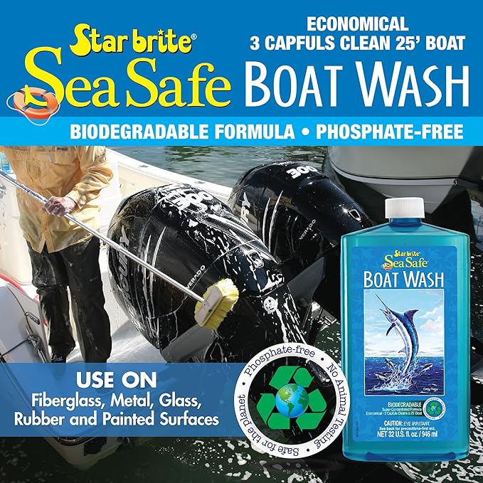 STAR BRITE Sea Safe Boat Wash – Super Concentrated Formula – Gently Removes Dirt, Grime, and Salt Without Stripping Wax or Polish – Designed for Use on All Boat Surfaces