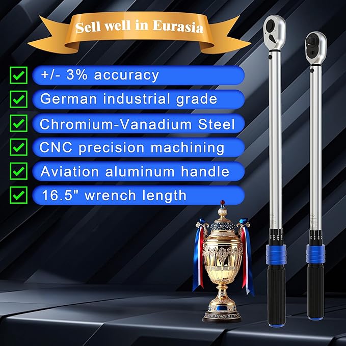3/8-inch Drive Torque Wrench 10-100 Ft Lb/15-135 Nm/Heavy Duty/Dual Direction/High hardness/Long lifetime/Stored In a Solid Case