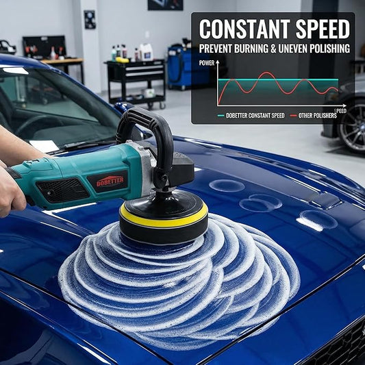 Dobetter Constant Car Buffer Polisher for Car Detailing, 1500W Car Wax Buffer with 6-Speed Adjustable LCD Display, Precision Finish for Marine, Automotive & Furniture Surfaces(Green)