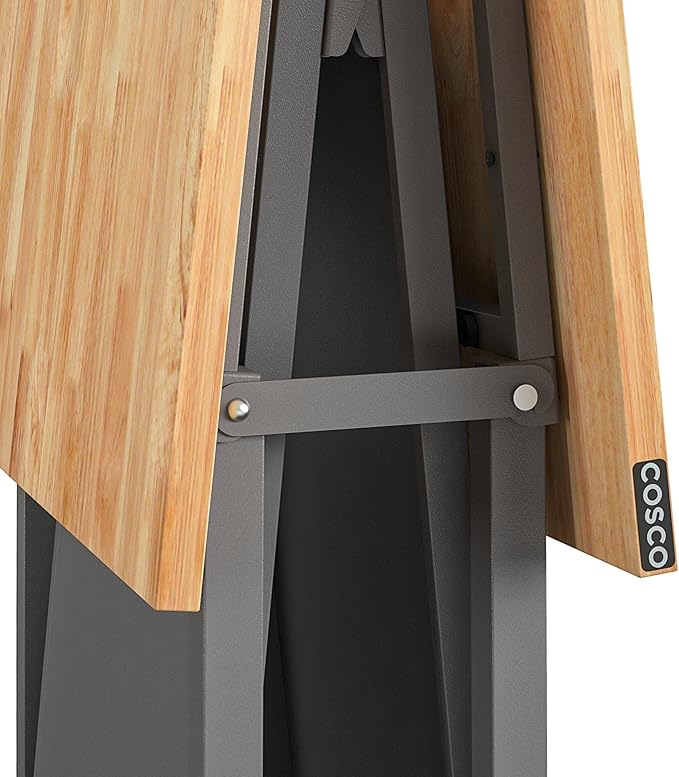 COSCO SmartFold Butcher Block Portable Workbench/Folding Utility Table (Gray Steel Frame)