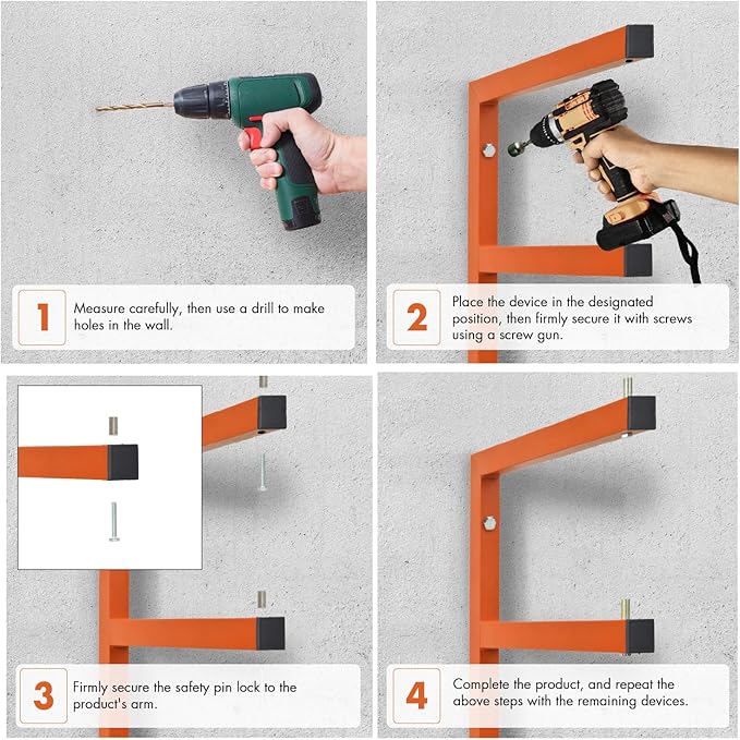 Lumber Storage Metal Rack Wall, Heavy Duty 3-Level Wall-Mounted Wood Rack Organizer for Garage Workshop and Shed (6 Pack)
