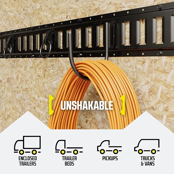 DC Cargo - E Track J Hooks (4.5" - 6 Pack) - Large Heavy Duty Accessories - Hanging Hooks for Your ETrack Rail System - Use in Enclosed Trailers, Box Trucks, Vans, Garage, Workshop & Warehous