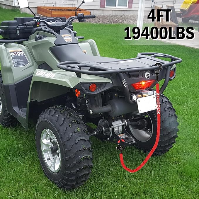 4FT UTV ATV Recovery Strap 19400LBS with Winch Hook and D-Ring Shackle, Synthetic Tow Rope Premium Mudding Accessories
