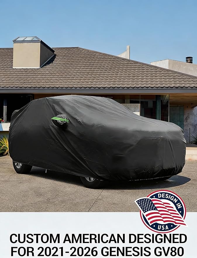 Proadsy Car Cover Custom Fit for 2021-2025 2026 Genesis GV80, Waterproof All Weather for Automobiles, Full Exterior Cover Rain Snow Sun Protector Indoor Outdoor Car Cover