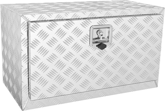VEVOR Underbody Truck Box, 30"×17"×18" Pickup Storage Box, Heavy Duty Aluminum Diamond Plate Tool Box with Lock and Keys, Waterproof Trailer Storage Box with T-Handle Latch for Truck, Van, Trailer