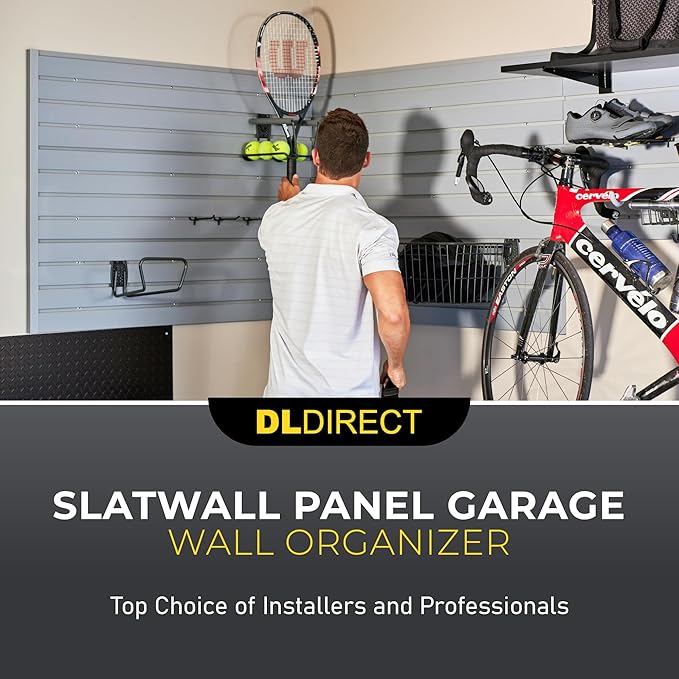 Heavy Duty 4x8 PVC Garage Slatwall Storage System (with Endcaps & Screws) - Modular Slat Wall Paneling for Garage Wall Organizer - Interlocking Slatwall Panels for Home & Commercial Use (Grey)