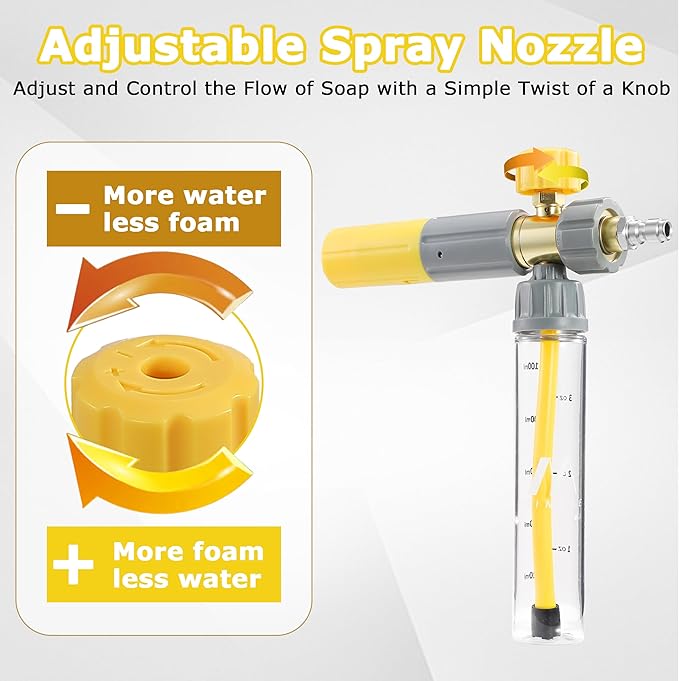 M MINGLE Concentrate Foam Cannon with Pressure Washer Gun, Ready-to-Use Mini Soap Cannon with 5 Nozzle Tips, 1/4" Quick Connect for Thick Sudsy Wash