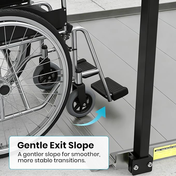 4FT Wheelchair Ramp with Handrails, Heavy Duty 800 lbs Capacity, Aluminum Threshold Ramp for Home Steps, Doorways & Curbs - Semi-Permanent Non-Slip Access for Wheelchairs, Scooters, Seniors & Disabled