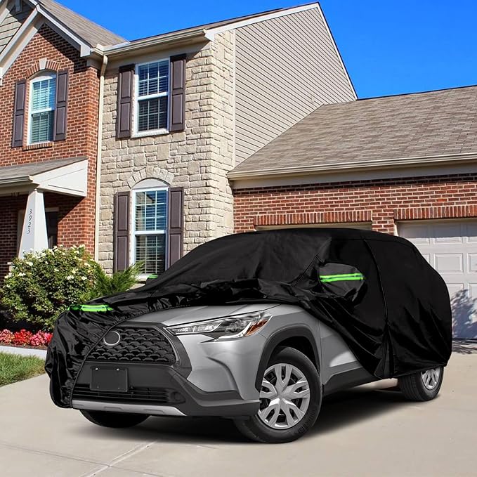 Waterproof Car Covers Replace for 2020-2025 Toyota Corolla Cross, 6 Layers All Weather Car Cover with Zipper Door & Windproof Bands for Snow Rain Dust Hail Protection