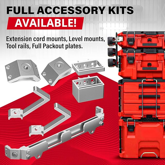 Alpha Engineered Threaded Replacement Packout Rails 7.7” (195mm) Compatible with Milwaukee Packout Tool Box 48-22-8425 Includes End Caps - Heavy Duty Aluminum Rails - Fits Packout Accessories – Silver