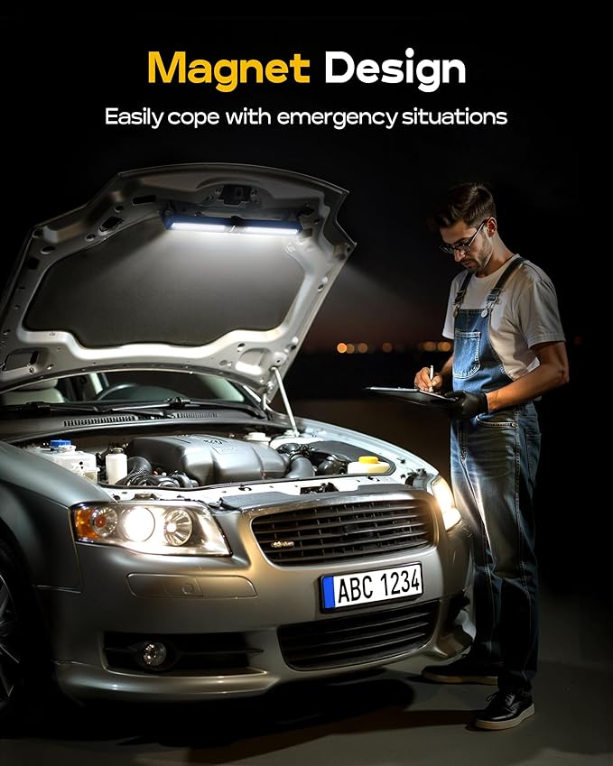 Mechanics Work Light, Under Hood Working Light Bar with Magnetic, 5600AH 3600LM Portable Cordless Work Light for Mechanic, Job Site Lighting for Underhood/Mechanic/Car Repairing/Garage -Blue