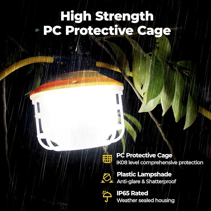 50FT Construction String Lights: 75W Ultra-bright 10500 lumens Linkable ETL Listed 18AWG Wire Industrial Outdoor Temporary Lighting IP65 Waterproof Hanging Led Work Light for Attic Jobsite Garage