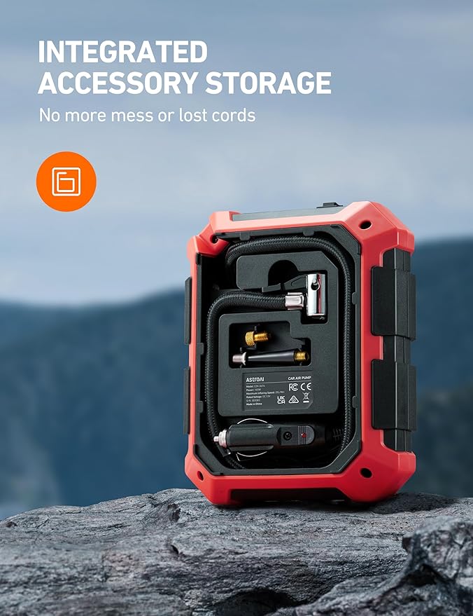 AstroAI Portable Air Compressor and Tire Inflator - 12V DC Auto Accessory with LED Light and Digital Display - 100PSI for Car, Bicycle and Other Tires (Pack of 2)