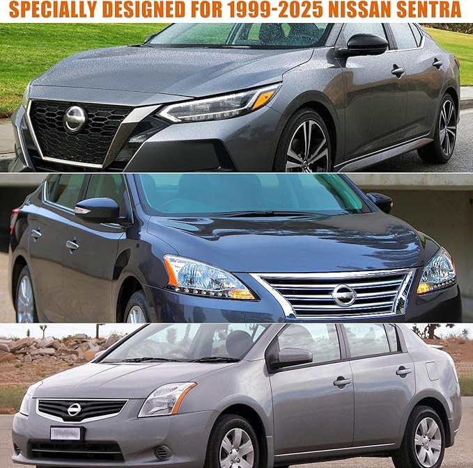 Waterproof Car Covers Replace for 1999-2025 Nissan Sentra, 6 Layers All Weather Custom-fit Car Cover with Zipper Door & Windproof Bands for Snow Rain Dust Hail Protection (Sentra)