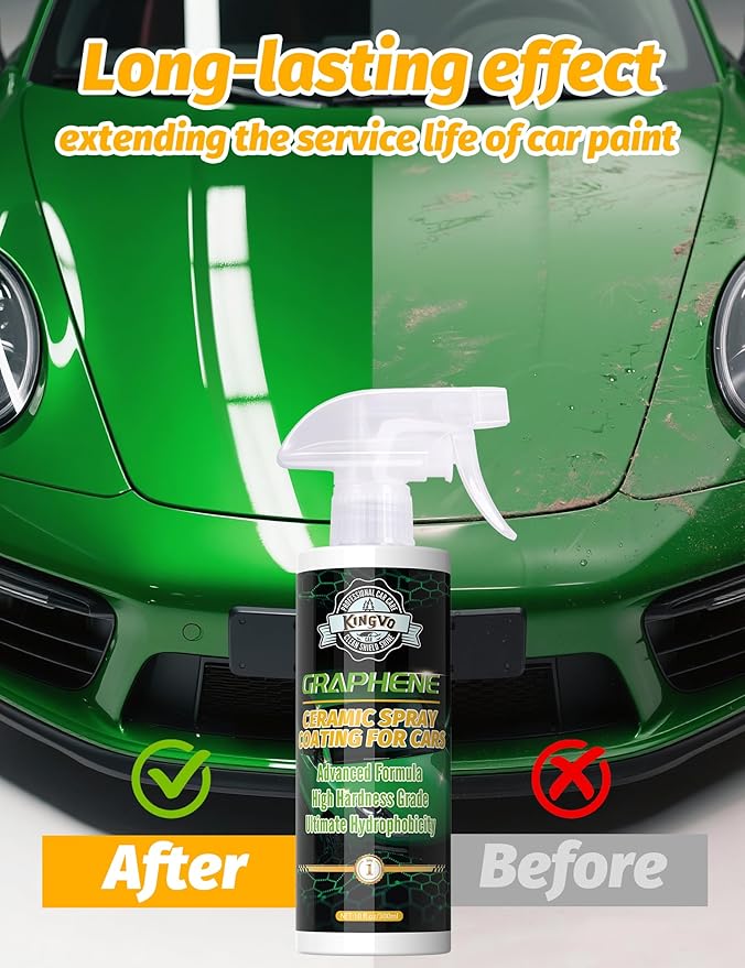Kingvo Ceramic Coating Spray and Leather Seat Cleaner, Ceramic Car Wax for Couch Cleaning Spray Car Detailing Kit Washing Supplies