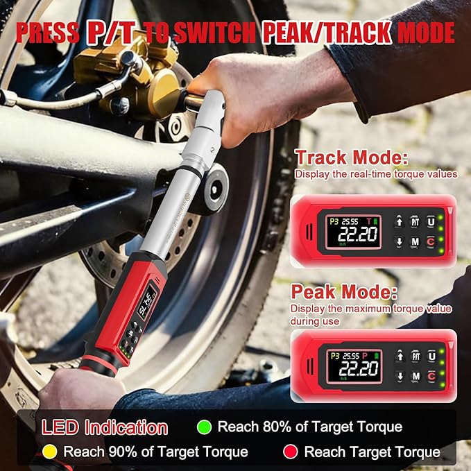 Adjustable Digital Torque Wrench 1.5-99.6Ft.Lb/2-135N.m,14x18 mm Open End Torque Wrench with 1/2 Drive Ratchet Head&42mmJaw,Vibration,Buzzer and LED Notification for HVAC,Car,Heat Pump Piping
