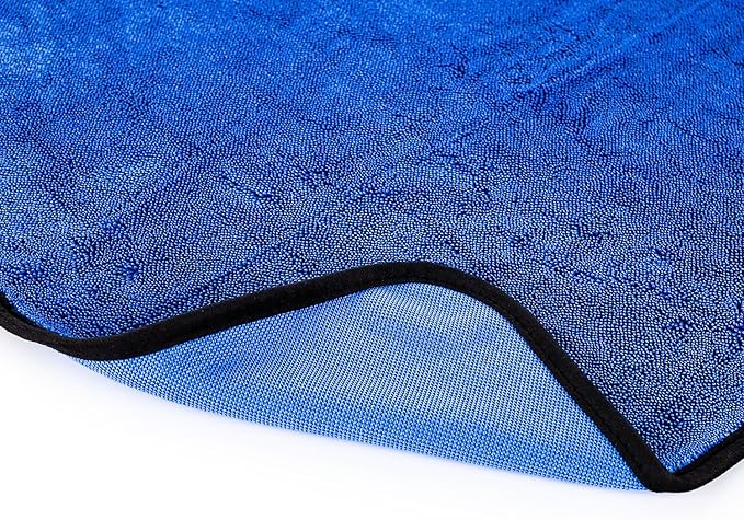 The Rag Company - Slim Dryer Towel - Ultra-Absorbent Korean Microfiber, Suede Edge, 25"x35" Royal Blue