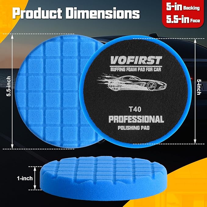6 PCS Buffing Polishing Pad, 5.5 Inch Buffing Pads for Polisher, Body Repair Buffing Sponge Pad Kit for 5 Inch Backing Plate, for Car Buffer Compounding, Polishing and Waxing