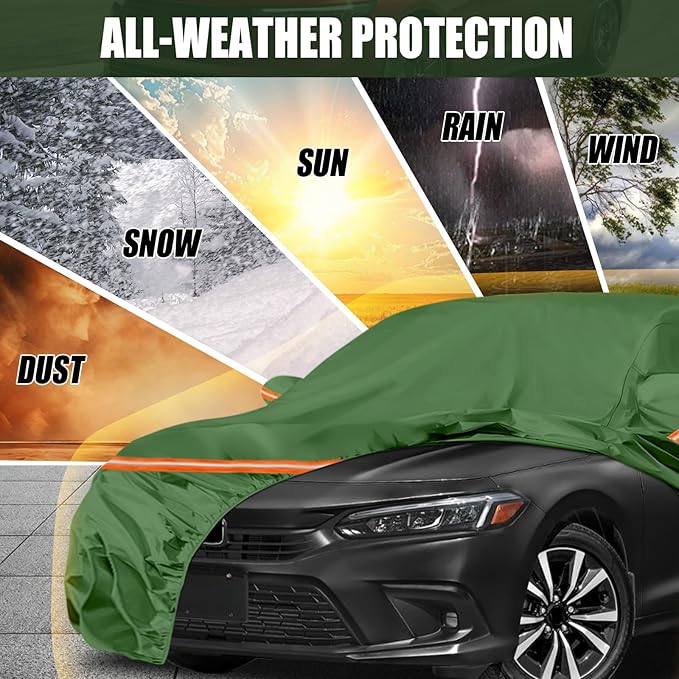 Waterproof Car Covers Replace for 2007-2025 Honda Accord, Multilayer Heavy Duty with Cotton Liner All Weather Custom-fit Car Cover with Zipper Door, Windproof Bands for Snow Rain Dust Protection