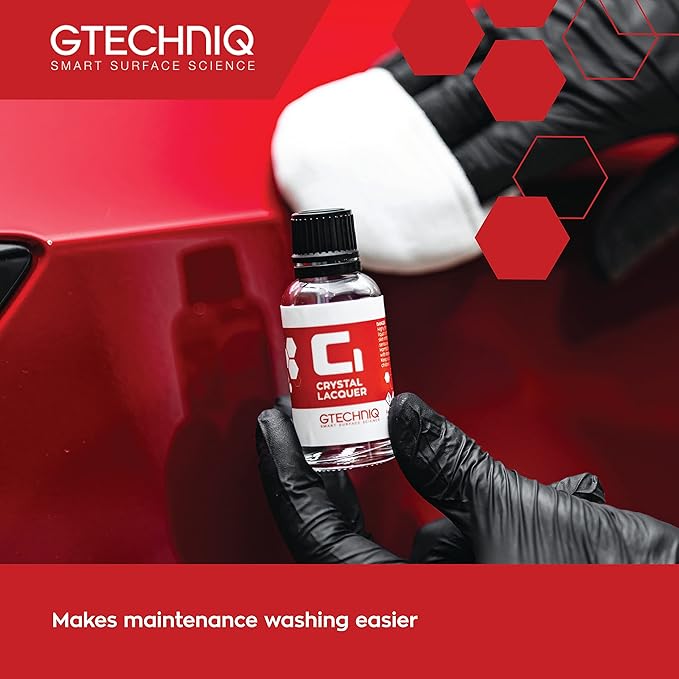 Gtechniq C1 Crystal Lacquer Ceramic Coating for Cars, 1 fl oz | High Shine Crystal Clear Finish, Prevents Minor Scratching, Easy to Apply, Ideal for Matte Paint Finishes, Up to 5 Years Durability