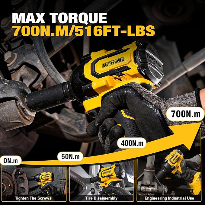 20v 3/8'' Cordless Ratchet Wrench 44 ft-lbs (60 Nm) and 1/2'' Brushless Impact Wrench 516 ft-lbs(700 Nm) Combo Set, with Variable Speed, LED Light, 4.0Ah &2.0Ah Battery, Charger