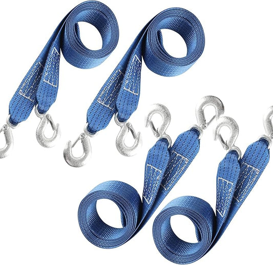 Nylon Tow Strap with Hooks, 2Inch x 13Ft Recovery Rope 10,000LB Heavy Duty Towing Rope for Towing Vehicles in Roadside Emergency,Truck Boat,Roadside Emergency Car Kit,Blue (4PACK)