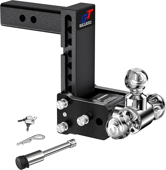 Geteen Trailer Hitches, Adjustable Trailer Hitch Ball Mount - Fits 2.5" Receiver, Tri-Ball (1-7/8" x 2" x 2-5/16"), 7" Drop, 15,000 GTW - GT25073B