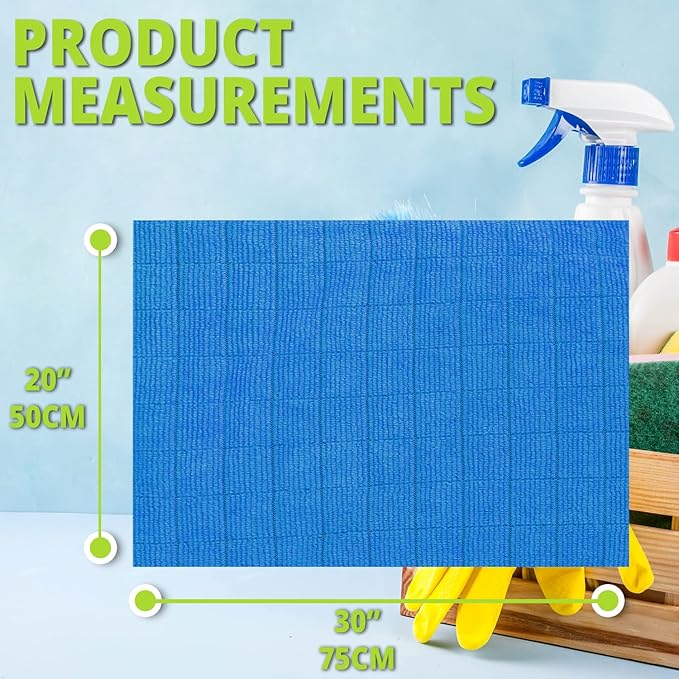 HELOMOR 3 Extra Large Microfiber Cleaning Cloths, 30"x18" Floor Towels for Squeegee Mop, Reusable Multi-Purpose Cleaning Rags for House, Kitchen, Car & Windows, Highly Absorbent, Lint-Free