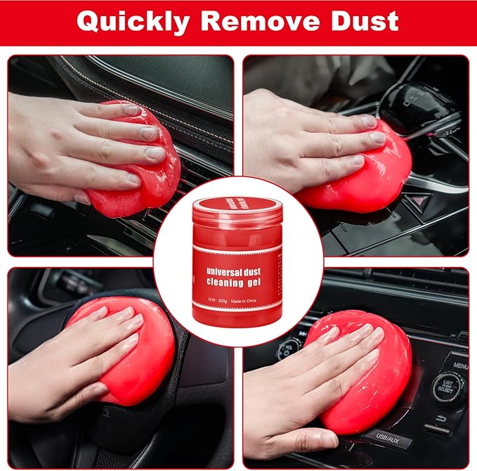 Viewsun Windshield Cleaner Tool, 17Pcs Red Car Interior Cleaning Kit, Car Detailing Kit Interior Cleaner, Car Detailing Brushes, Car Cleaning Gel, Inside Cleaning Supplies Accessories for Women Girls
