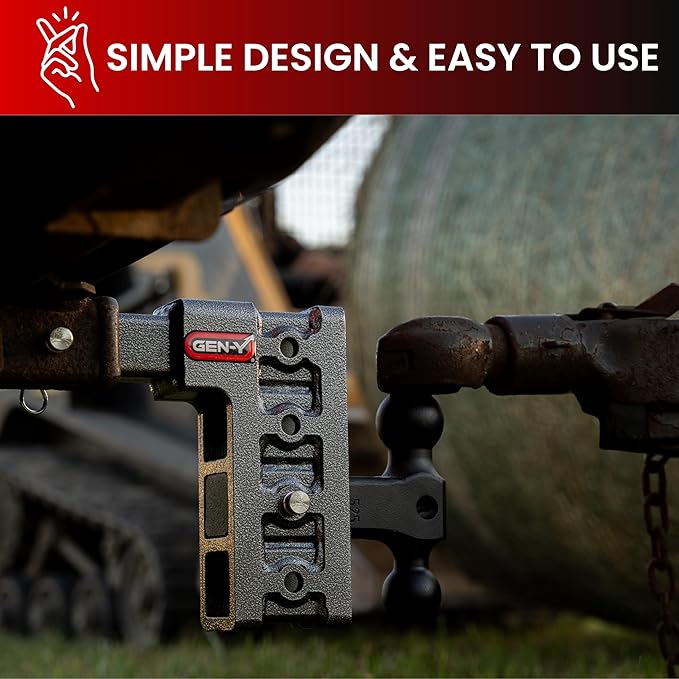 GEN-Y Hitch Tow Hitch for 2.5" Receiver - 9" Drop/Rise with 4 Adjustable Positions, Includes Dual Ball Mount and Locking Pin, 21,000 lbs Towing Capacity, 3,000 lbs Tongue Weight, Silver