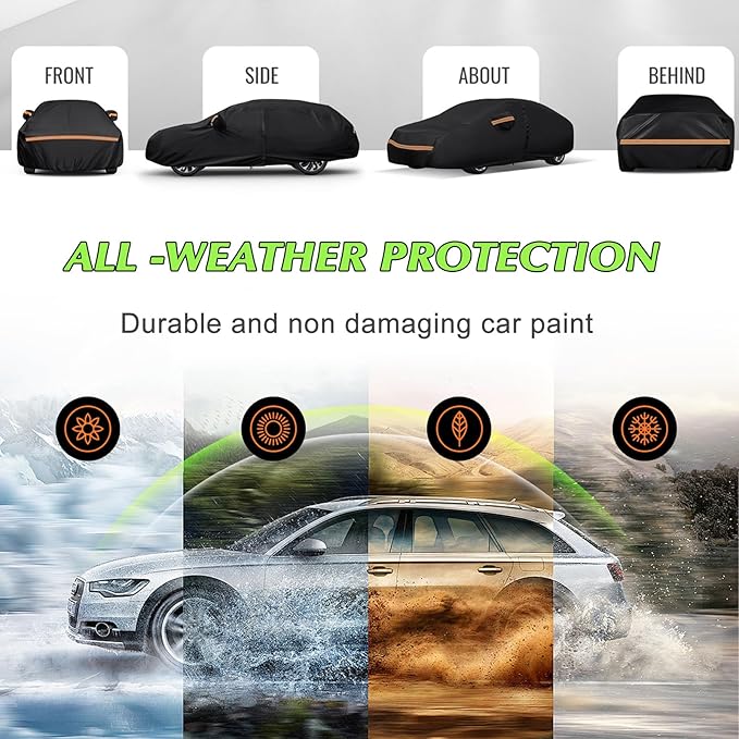 16-Layer Special Full Car Cover Fit for 1984-2002 Toyo-ta 4runner, Ultra Heavy 600D Oxford Cloth, All-Weather Protection Summer Sun Exposure and Winter Snow Rain Dust UV, Black