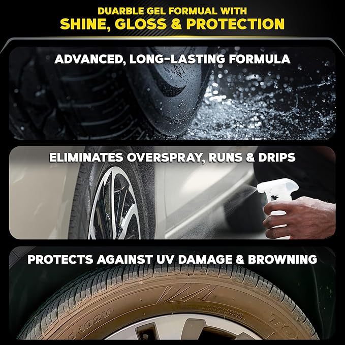 Meguiar’s Endurance Tire Gel, G7516, Premium Tire Shine Gel for a Lasting Glossy Finish, Helps Keep Tires Looking Deep Black and Clean, Top Christmas Gift Ideas for Car Guys and Girls, Purple, 16 Oz