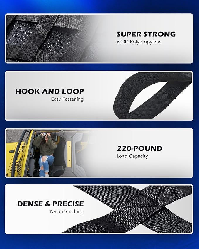 Orion Motor Tech Mesh Cargo Net 2 Pack, Rooftop Hammock Compatible with 1987-2022 Jeep Wrangler YJ TJ JK JL & Gladiator JT Jeep Wrangler Hammock Top Netting 4-Door and 2-Door