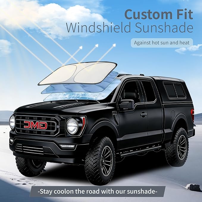 Car Cover Waterproof All-Weather,Heavy-Duty Outdoor Full Exterior Automobiles Snow Cover for Truck Cover with Camper Shell Topper 228 to 242 inch,with Sun Visor,Towel&Storage Bag