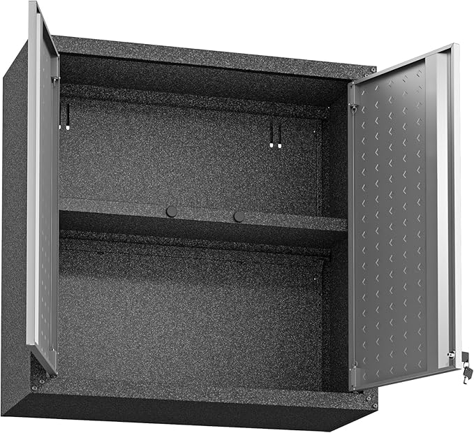 Manhattan Comfort Fortress Floating Garage Storage Cabinet, Black/Grey