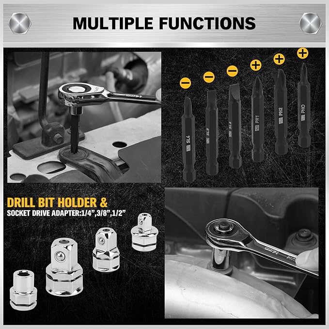 ELEAD 33-Piece Combination Ratchet Wrench Set | SAE & Metric Sizes (1/4" to 3/4" & 6-18mm) | 72-Tooth Gear Design | CR-V Steel | Organizer Carry Case | Ideal for Mechanics & DIY