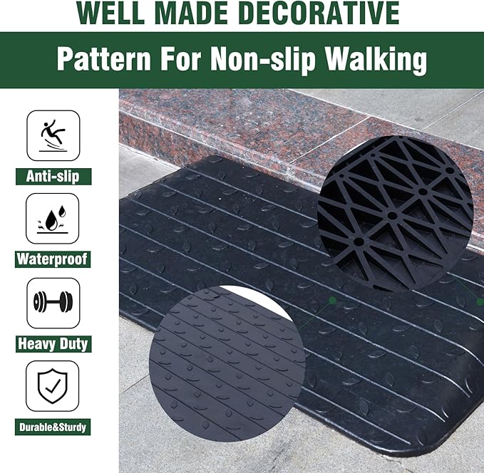 3.5" Rubber Threshold Ramp Wheelchair Ramp 5500 lbs Load Capacity Curb Ramps Anti-Slip Surface for Doorway Driveway Indoor Outdoor Use with 1 Channel Weighs 46.2lbs