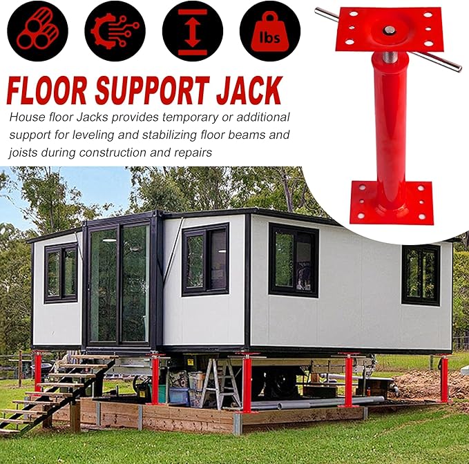 16"-21" Adjustable House Jack | 5-Ton Heavy Duty Floor Basement Jacks | House Floor Jacks Post for Beam Support, Crawl Space Shoring, Foundation Leveling & Structural Repair | Support Pole