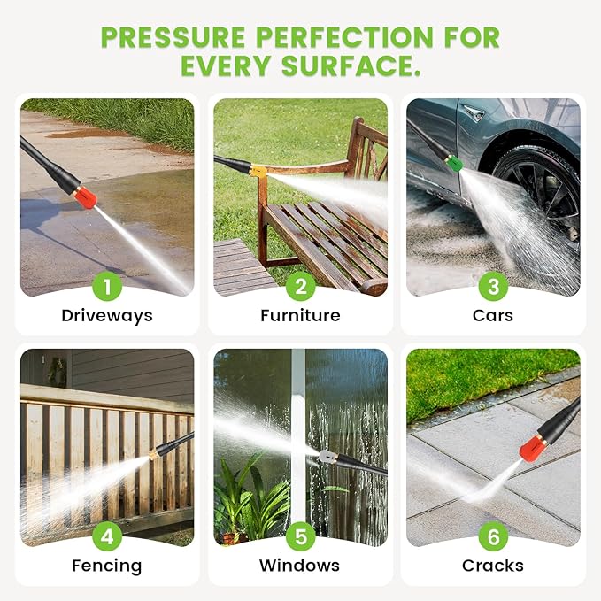 Pressure Washer 5000PSI Adjustable Pressure Power Washers with 33ft Hose, 4 Nozzle and Foam Cannon, Powerwashers Cleaner Machine for Home, Cars, Mint Green