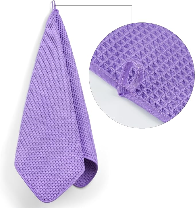POLYTE 430 GSM Microfiber Lint Free Hand Towel, 16 x 30 in, 4 Pack (Waffle Weave)