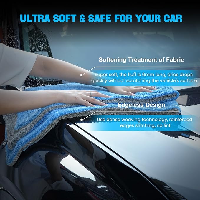 TTRCB 2 Pack Car Drying Towels, 48" x 24" Extra Large Microfiber Towels for Cars, 1400 GSM Ultra-Absorbent, Streak Free, Premium Double Twisted-Loop Drying Towels Car Detailing for SUV, RV, Truck