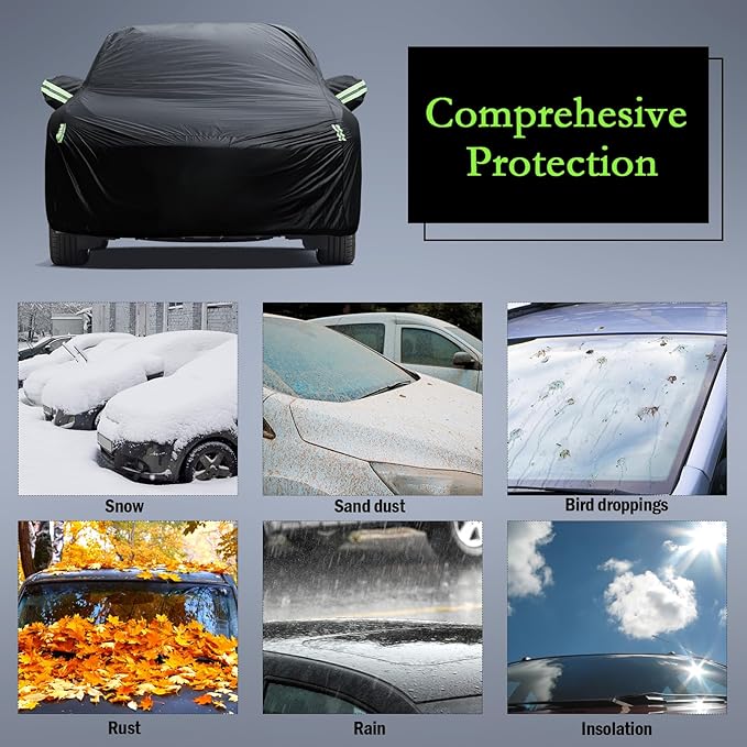 Car Cover Custom Fit for 2014-2024 Mini Cooper/Cooper S 2-Door, Waterproof All Weather Full Exterior Cover Rain Sun Protector with Door Zipper
