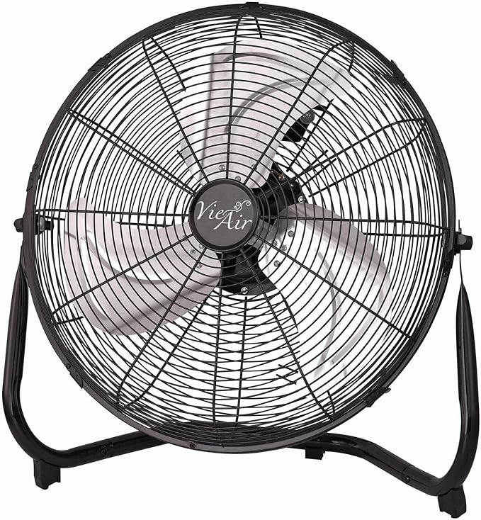 Vie Air VA-14 Industrial High Velocity Tilting 3 Speed Heavy Duty Metal Floor Fan , Black