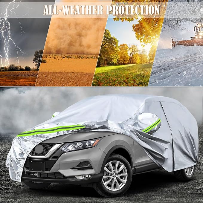 Waterproof Car Covers Replace for 2008-2025 Nissan Rouge, 6 Layers All Weather Custom-fit Car Cover with Zipper Door & Windproof Bands for Snow Rain Dust Hail Protection (Rouge)