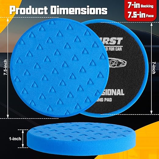 7.5 Inch Buffing Pads, 8 Pcs Polishing Pad, Car Compound Buffing Sponge Pads and Woolen Pads Cutting Polishing Pad Kit for Car Buffer Polisher Compounding, Polishing & Waxing