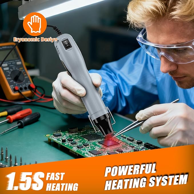 Mini Heat Gun 482℉ & 662℉ 2-Modle Temperature Control, Overload protection Ergonomic Design pistola de calor,Mini heat gun' for crafting，shrink tubing，vinyl wrap，resin