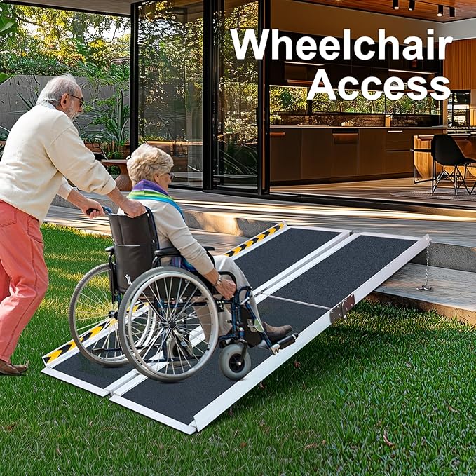 Portable Wheelchair ramp 5FT,No-Slip Aluminum Folding Handicap Ramp 800lbs Weight capacaity,Wheel Chair ramp for Home Steps,Stairs,car