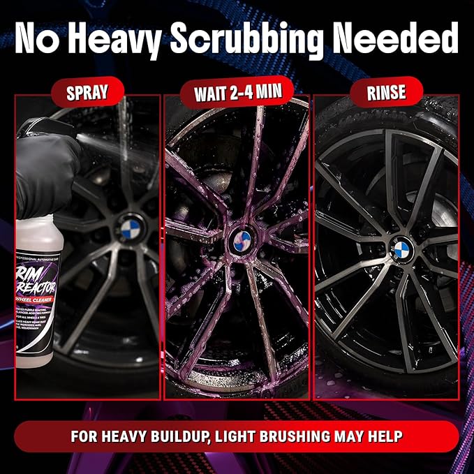 Rim Reactor Wheel Cleaner Spray – Gel Concentrated Formula – Removes Brake Dust, Grime & Dirt – Non-Acid, pH Neutral – Safe for Alloy, Aluminum, Chrome & Black Wheels – Rim Care Solution – Gallon