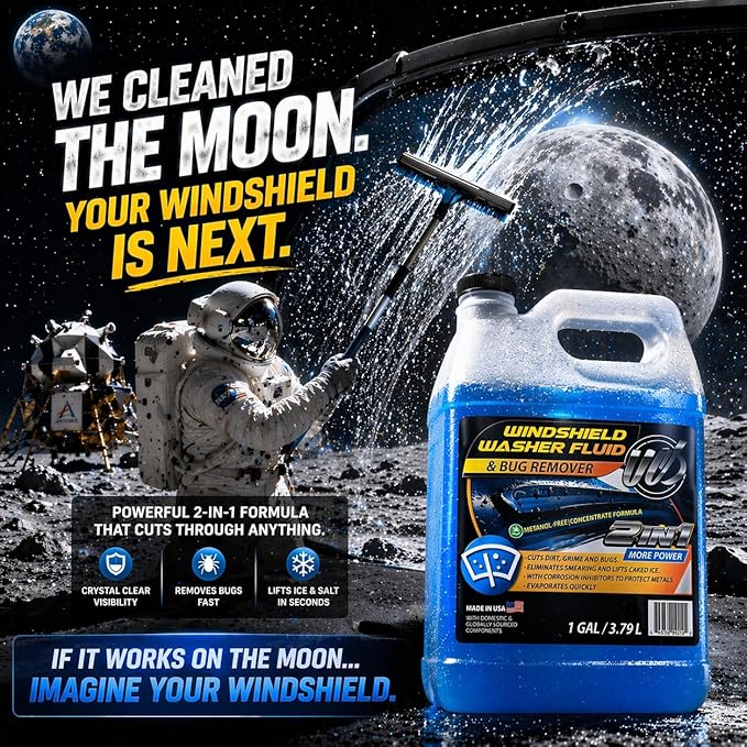 UCS Windshield Washer Fluid 2-in-1 Bug Remover – Ready to Use Formula – Streak-Free Cleaning – Removes Dirt & Road Grime – 1 Gallon (128 fl oz)
